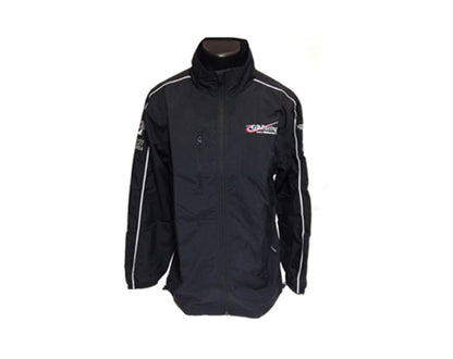 GBRacing black jacket with white accents on a white background