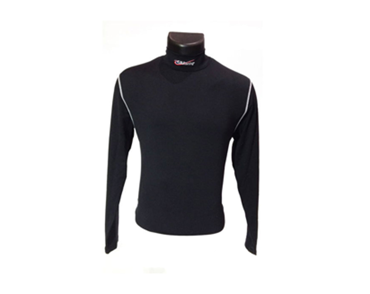 GBRacing Black long-sleeve shirt on a mannequin with a white background