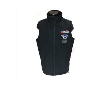 GBRacing black vest with logos on a white background
