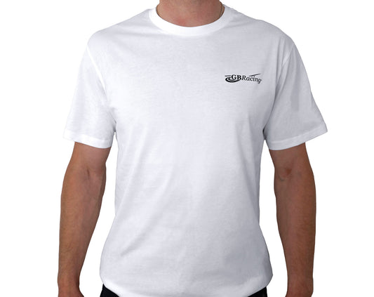 GBRacing white t-shirt with a logo