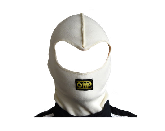 White balaclava with a visible brand logo